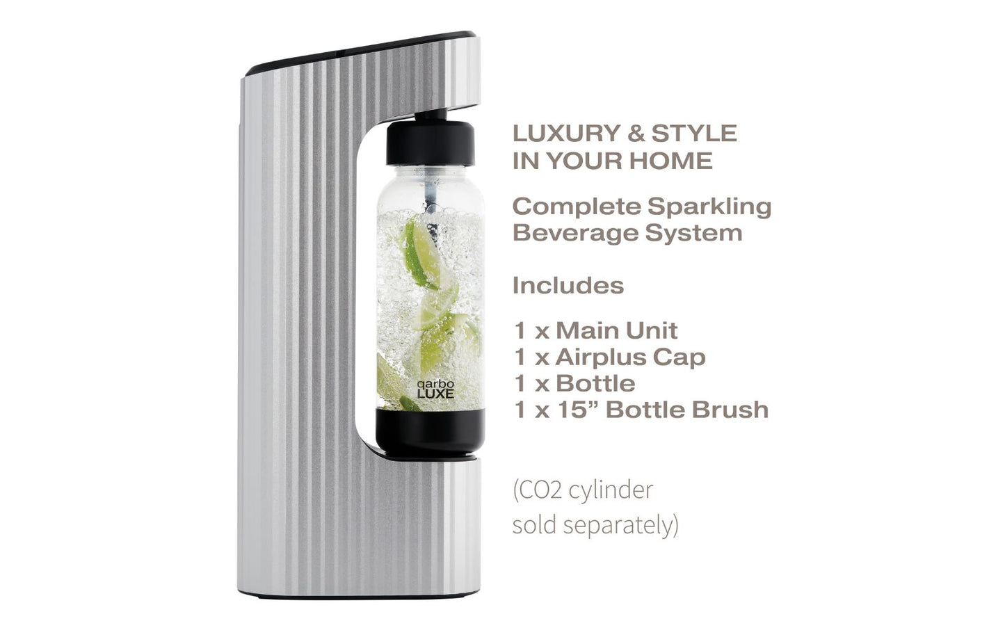 qarbo LUXE – Sparkling Water and Beverage Maker Essentials Bundle