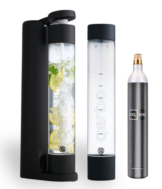 qarbo CLASSIC - Sparkling Beverage Maker Starter Pack including CO2 Cylinder