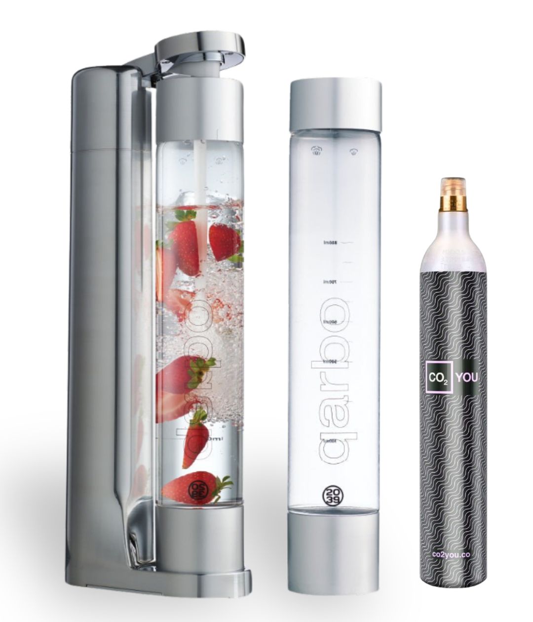 qarbo CLASSIC - Sparkling Beverage Maker Starter Pack including CO2 Cylinder